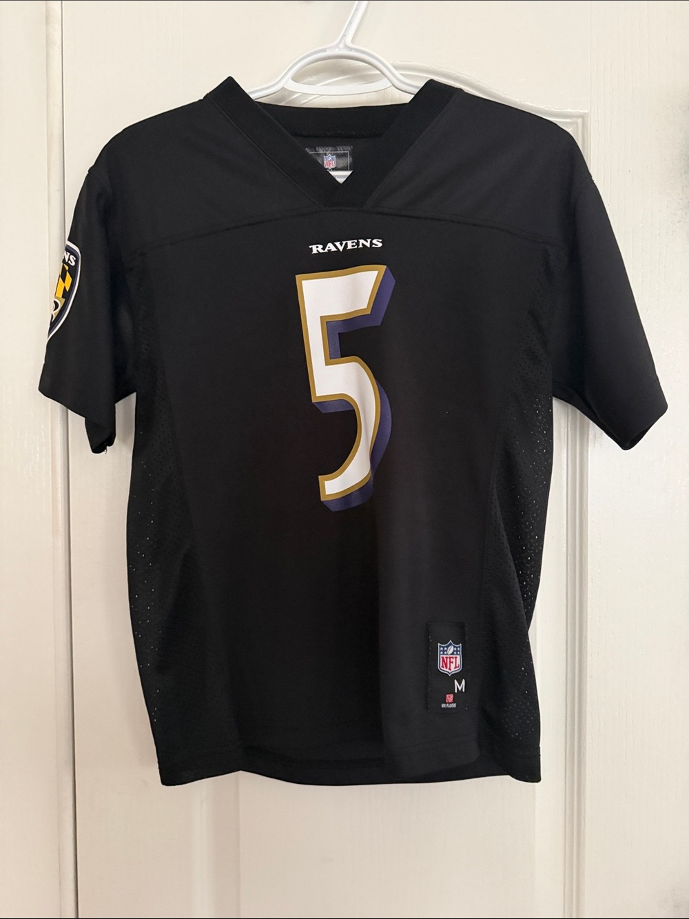 NFL Baltimore Ravens Black and Purple #5 Joe Flacco Kids Jersey